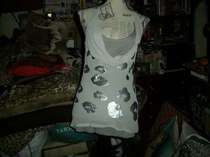 REMAIN Adorable Heather Gray Sequin Draped Tank Size S - Picture 1 of 4