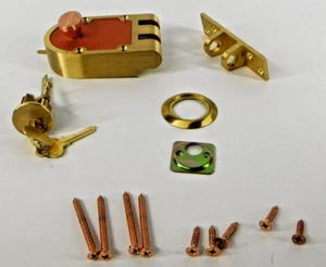 Flat Strike Bronze Slam Lock with Single Cylinder Brass Plated - Picture 1 of 11