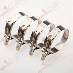 4PCS Universal 2" Inch 54-62mm Stainless Steel Turbo Hose Coupler T-bolt Clamps  - Picture 1 of 3