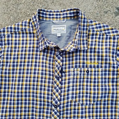 Craghoppers shirt mens Large Blue Yellow Button Up Outdoor Hiking Solar Upf - Image 1 of 4