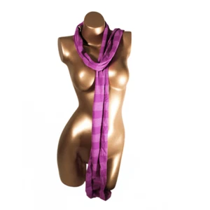 Vintage Late 90s 2000s Violet Purple Striped Fashion Scarf Organic Cotton Blend - Picture 1 of 4