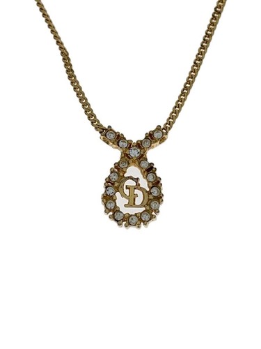 Collana donna Christian Dior logo CD pietra goccia con top oro usata