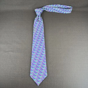 Pink London Purple Green Whales Nautical Men's Tie 100% Silk 58 x 3.25 Necktie - Picture 1 of 12