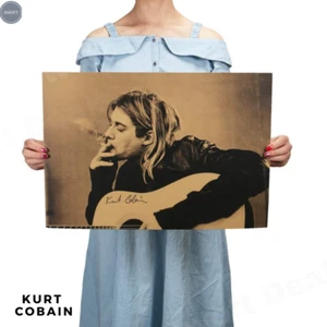 Retro Kraft Paper Poster - Kurt Cobain Nirvana - Mancave Room Home Wall Decor - Picture 1 of 8