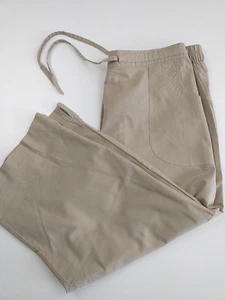 Vintage BHS Trousers Size 14 W28 Elastic Waist 100% Cotton Wide Leg Cropped - Picture 1 of 13