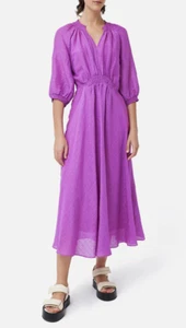 JIGSAW SILK / LINEN GAUZE DRESS IN PINK ORCHID SIZE UK 16 *RRP £320 - Picture 1 of 4