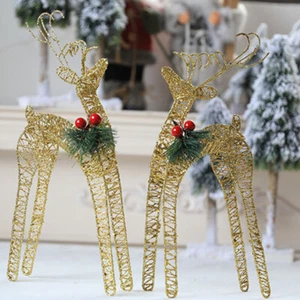 Christmas Reindeer Figurine Glittering Elk Xmas Holiday Party Decoration Gifts - Picture 1 of 14