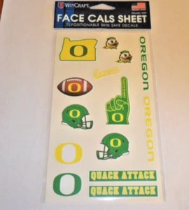 OREGON DUCKS FACE CALS TEMPORARY TATTOOS FAST FREE SHIPPING - Picture 1 of 1