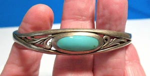 KABANA KBN STERLING SILVER INLAID TURQUOISE CUFF BRACELET 13.9 GRAMS - Picture 1 of 3