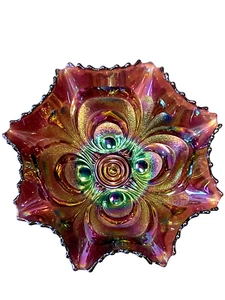 Imperial Carnival Glass Scroll Embossed Amethyst  bowl (8in) Early 20th Century - Picture 1 of 8