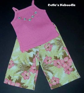 NEW BOUTIQUE PSKETTI PINK HIBISCUS 2PC TANK TOP COMFY CAPRI PANTS SET 4T TWINS - Bild 1 von 1