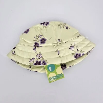 Sombrero de satén vintage 2003 Gymboree verde púrpura flor de cerezo 0-3-6 NUEVO Foto 1 de 4