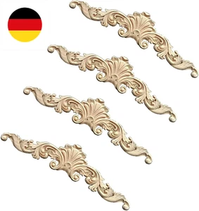 Lange Holzschnitzerei Applikation, 4 Stück Holz Ornament Schrank, Holz Ornamente - Bild 1 von 8