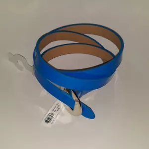 Cinturón de cuero patentado azul delgado para mujer New York & Company talla L - Imagen 1 de 5