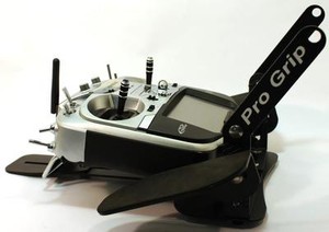 Pro Grip Transmitter Tray BLACK Finish for any RC Radio w/Strap 
