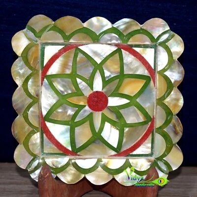 Luxurious Marble Inlay Tray Handmade Decorative Tray SeaShell Inlaid Home Decor - Image 1 of 4