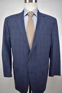 Holland & Sherry Dragonfly Blue/Black Check Super 150's Wool Sport Coat Sz: 44S - Picture 1 of 11