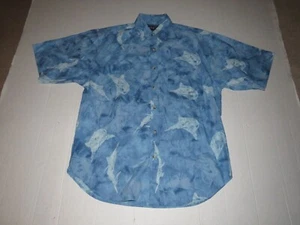 Vintage Against The Elements Hawaiian Marlin Fish Button Up Shirt Sz M Aloha - Picture 1 of 6