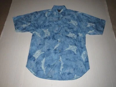 Vintage Against The Elements Hawaiian Marlin Fish Button Up Shirt Sz M Aloha - Image 1 of 4