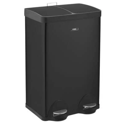 Dual Pedal Recycling Bin 2 Compartment Kitchen Waste Rubbish Dustbin 3 Colours - Image 1 of 4