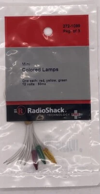 Radio Shack, mini lámparas de colores, una cada una roja, amarilla, verde, 272-1099, NOS Foto 1 de 3