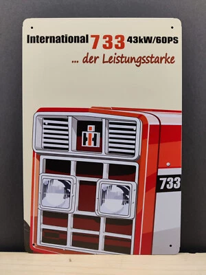 MARKENLOS IHC International 733 NEU Blechschild Traktor Oldtimer Trecker Schlepper