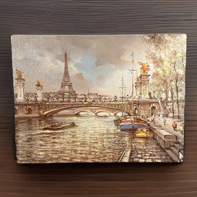 Pont Alexandre III París Francia Repro Pintura Sobre Lienzo-Enmarcado-13.75x10.75-USADO EN EXCELENTE ESTADO Foto 1 de 4