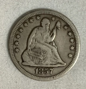 1857 O SEATED LIBERTY QUARTER - NEW ORLEANS POSTFRISCH - Bild 1 von 5
