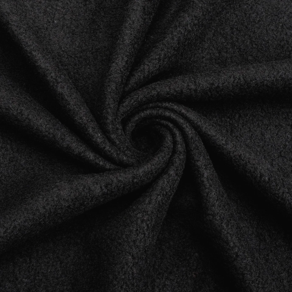 Black Solid Anti Pill Fleece Fabric - 60" Wide - Sold by The Yard & Bolt - Image 1 of 4