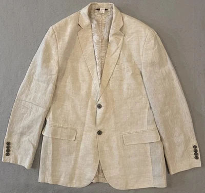 Tasso Elba 100% Linen Blazer Beige Two Button Single Breasted Medium 39-41 - Image 1 of 4