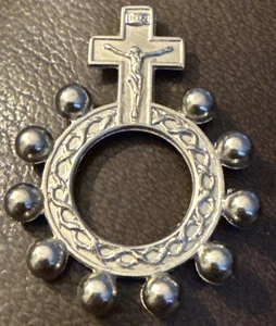 Anello Pollice Rosario Basco Italiano Vintage Crocifisso Made In Italy - Foto 1 di 3