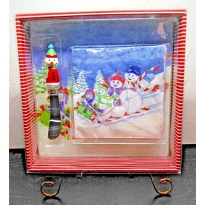 Winter Snowman Cutting Board Spreader Napkin Appetizer Set New In Box - Picture 1 of 3