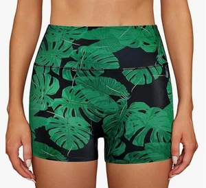 Shekini Damen Badeshorts/Tankinihose schwarz-grün Blattmuster Gr. M - Bild 1 von 3