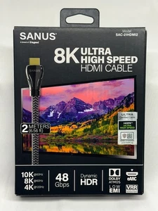 Sanus SAC-21 HDMI2 8K Ultra High Speed HDMI Cable-2 Meters-6.56 ft-48 Gbps-NEW - Picture 1 of 5