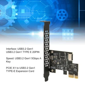 PCIE To USB 3.2 Expansion Card Black 5Gbps High Speed PCIE X1 To USB3.2 Gen1 BEA - Afbeelding 1 van 23