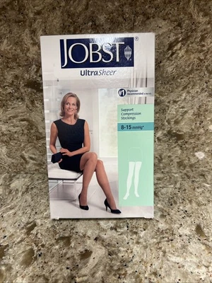 Meias femininas de compressão para coxa 8-15 mmHg suporta trabalho ultra transparente GG preto - Imagem 1 de 4