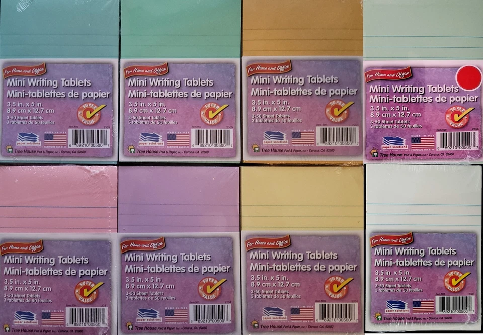 Mini Tabletas de Escritura Forradas 3.5" x 5" 3x50 Hojas Tabletas/Paquete, S24, Selecciona: Color Foto 1 de 1