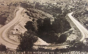 Turner Falls Murray County OK Highway 77 Hair Pin Turn Real Photo Postcard 1938 - Picture 1 of 3