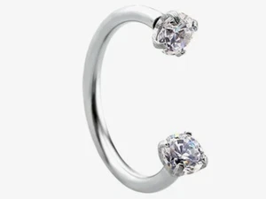 Ring Horseshoe CZ Crystal Gem Ball Barbell Ring Eyebrow Lip Nose Piercing - Picture 1 of 11