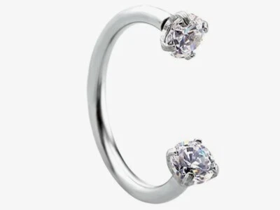 Ring Horseshoe CZ Crystal Gem Ball Barbell Ring Eyebrow Lip Nose Piercing - Image 1 of 4