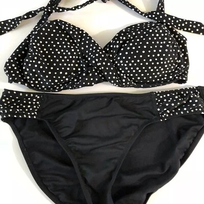 Тропический побег женщин в горошек плавать бикини комплект размер M черный белый - Изображение 1 из 4