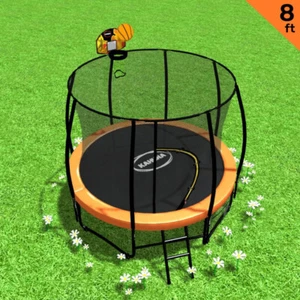 8ft Kahuna Trampoline Safety Net Spring Pad Cover Mat Ladder w/ Basketball Set - Picture 1 of 12