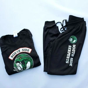 Riverdale Serpents Damen JUNIOREN kleines Pyjama Set, weiche Hose & Shirt, schwarz - Bild 1 von 3