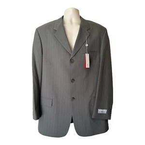 Pierre Cardin Mens Sport Coat Blazer 43L 3 Button Wool Gray Stripe Mint NWT - Picture 1 of 7