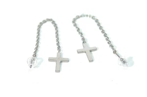 Cross Threader Earrings Surgical Steel Hypoallergenic Sold in Pairs - Picture 1 of 3