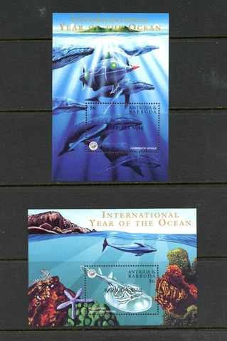 P885   Barbuda  2000    fish marine  whales  rays   OVERPRINTED  sheets  MNH Cover