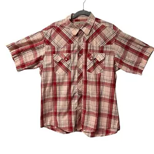 Vintage Men's XL Wrangler Red Plaid Western Short Sleeve Shirt With Pearl Snaps - Picture 1 of 10