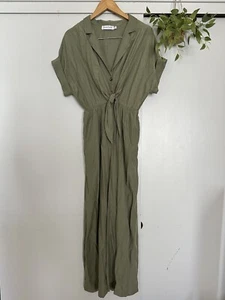 New petal + Pup green tie front Jumpsuit sz 4 - Picture 1 of 8
