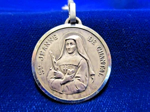 "Medalla Santa Juana de Chantal San Francisco de Sales tono plateado 1-1/4" dia - Imagen 1 de 2