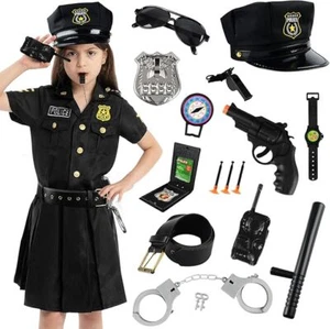 Niña Disfraz de Policía Camisa Falda Uniforme Policía Vestido Elegante Accesorios - Imagen 1 de 10